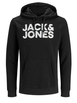 Jack & Jones Sweatshirt JJECORP LOGO SWEAT HOOD (3478) anthrazit / wei