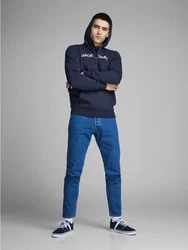 JACK & JONES Herren Hoodie Logo JJECORP Old Sweat Hood NOOS (12137054) Navy (3477)