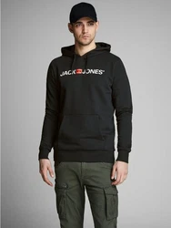 JACK & JONES Herren Hoodie Logo JJECORP Old Sweat Hood NOOS (12137054) Schwarz/Hellblau