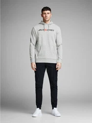 JACK & JONES Herren Hoodie Logo JJECORP Old Sweat Hood NOOS (12137054) Grau/Hellgrau