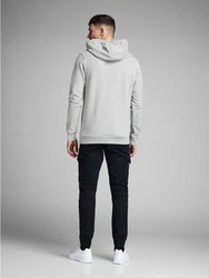 JACK & JONES Herren Hoodie Logo JJECORP Old Sweat Hood NOOS (12137054) Grau/Hellgrau