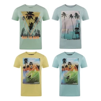 riverso T-Shirt Herren RIVLukas Regular Fit Mischfarben/Türkis/Blau/Beige/Hellgrün/Gelb/Grün