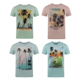 T-Shirt Herren Fotoprintshirt RIVLukas Regular Fit (4-tlg) Kurzarm Tee Shirt mit Rundhalsausschnitt aus 100% Baumwolle