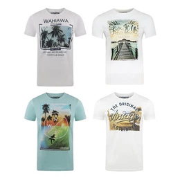T-Shirt Herren Fotoprintshirt RIVLukas Regular Fit (4-tlg) Kurzarm Tee Shirt mit Rundhalsausschnitt aus 100% Baumwolle
