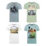 riverso T-Shirt Herren RIVLukas Regular Fit Blau/Mischfarben/Hellblau/Grün/Beige/Hellgrün