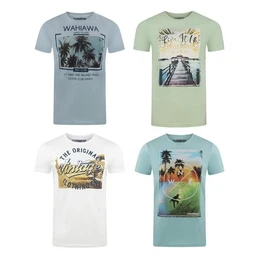 T-Shirt Herren Fotoprintshirt RIVLukas Regular Fit (4-tlg) Kurzarm Tee Shirt mit Rundhalsausschnitt aus 100% Baumwolle
