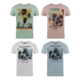 T-Shirt Herren Fotoprintshirt RIVLukas Regular Fit (4-tlg) Kurzarm Tee Shirt mit Rundhalsausschnitt aus 100% Baumwolle