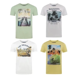 T-Shirt Herren Fotoprintshirt RIVLukas Regular Fit (4-tlg) Kurzarm Tee Shirt mit Rundhalsausschnitt aus 100% Baumwolle