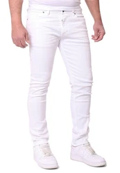 Reslad Jeans-Herren Slim Fit Basic Style Stretch-Denim Jeans-Hose RS-2063 Weiß/Creme