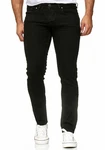 Reslad Jeans-Herren Slim Fit Basic Style Stretch-Denim Jeans-Hose RS-2063 Schwarz/Khaki