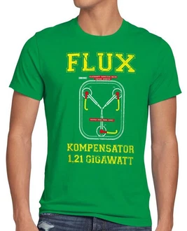 T-Shirt Flux Kompensator Game Gamer Zukunft Zurck Zeitreise Delorean DMC Beige/Grau/Grün/Gelb/Neonfarben