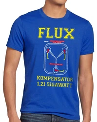 T-Shirt Flux Kompensator Game Gamer Zukunft Zurck Zeitreise Delorean DMC Hellblau/Beige/Blau