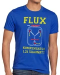 T-Shirt Flux Kompensator Game Gamer Zukunft Zurck Zeitreise Delorean DMC Hellblau/Beige/Blau