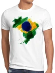 style3 T-Shirt Flagge Brasilien Fuball Sport Brazil WM EM Fahne Weiß/Grün/Creme/Mischfarben/Orange