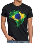 style3 T-Shirt Flagge Brasilien Fuball Sport Brazil WM EM Fahne Schwarz/Mischfarben/Gelb/Dunkelgrau/Grün