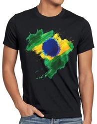 style3 T-Shirt Flagge Brasilien Fuball Sport Brazil WM EM Fahne Schwarz/Mischfarben/Gelb/Dunkelgrau/Grün