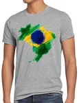 style3 T-Shirt Flagge Brasilien Fuball Sport Brazil WM EM Fahne Grau
