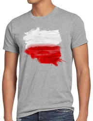 style3 T-Shirt Flagge Polen Fußball Sport Polska WM EM Fahne Rot/Hellgrau/Creme/Grau