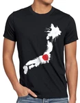 style3 T-Shirt Flagge Japan Fußball Sport Nihon WM EM Fahne Grau/Schwarz/Rot/Creme