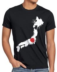 style3 T-Shirt Flagge Japan Fußball Sport Nihon WM EM Fahne Grau/Schwarz/Rot/Creme