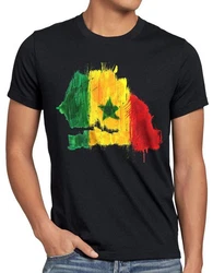 style3 T-Shirt Flagge Senegal Fußball Sport Afrika WM EM Fahne Mischfarben/Schwarz/Beige/Grün