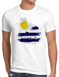 style3 T-Shirt Dunkelblau/Blau/Orange/Weiß/Gelb