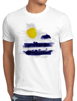 style3 T-Shirt Dunkelblau/Blau/Orange/Weiß/Gelb