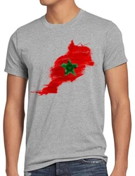 style3 T-Shirt Flagge Marokko Fußball Sport Morocco WM EM Fahne Rot/Grün/Lila/Beige