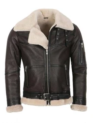 Hollert Bomberjacke B16 Herren Fliegerjacke Dunkelbraun/Schwarz/Creme/Braun