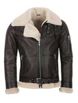 Hollert Bomberjacke B16 Herren Fliegerjacke Dunkelbraun/Schwarz/Creme/Braun