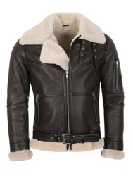 Hollert Bomberjacke B16 Herren Fliegerjacke Dunkelbraun/Schwarz/Creme/Braun