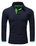 REPUBLIX Herren Poloshirt Basic Kontrast Langarm Polohemd Shirt LEX (R0521) Dunkelblau/Blau/Türkis