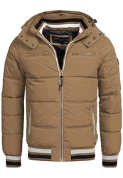 Indicode Herren Marlon Steppjacke in Daunenjacken-Optik Winterjacke Übergangsjacke Braun/Beige/Khaki