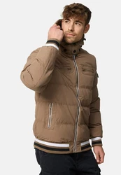 Indicode Herren Marlon Steppjacke in Daunenjacken-Optik Winterjacke Übergangsjacke Braun/Beige/Khaki