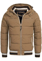 Indicode Herren Marlon Steppjacke in Daunenjacken-Optik Winterjacke Übergangsjacke Braun/Beige/Khaki