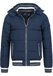 Indicode Herren Marlon Steppjacke in Daunenjacken-Optik Winterjacke Übergangsjacke Dunkelblau/Blau/Hellblau