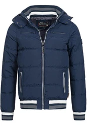 Indicode Herren Marlon Steppjacke in Daunenjacken-Optik Winterjacke Übergangsjacke Dunkelblau/Blau/Hellblau