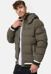 Indicode Herren Marlon Steppjacke in Daunenjacken-Optik Winterjacke Übergangsjacke Army