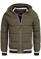 Indicode Herren Marlon Steppjacke in Daunenjacken-Optik Winterjacke Übergangsjacke Army