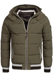 Indicode Herren Marlon Steppjacke in Daunenjacken-Optik Winterjacke Übergangsjacke Army