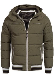 Indicode Herren Marlon Steppjacke in Daunenjacken-Optik Winterjacke Übergangsjacke Army