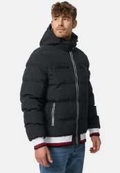 Indicode Herren Marlon Steppjacke in Daunenjacken-Optik Winterjacke Übergangsjacke Schwarz/Dunkelgrau