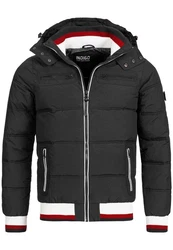 Indicode Herren Marlon Steppjacke in Daunenjacken-Optik Winterjacke Übergangsjacke Schwarz/Dunkelgrau