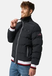 Indicode Herren Marlon Steppjacke in Daunenjacken-Optik Winterjacke Übergangsjacke Schwarz/Dunkelgrau
