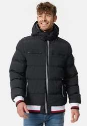 Indicode Herren Marlon Steppjacke in Daunenjacken-Optik Winterjacke Übergangsjacke Schwarz/Dunkelgrau