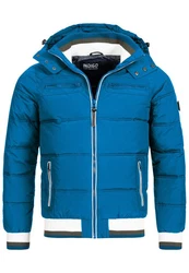 Indicode Herren Marlon Steppjacke in Daunenjacken-Optik Winterjacke Übergangsjacke Sea Blue