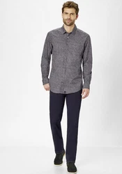 Paddock's Langarmhemd Regular-Fit Grau/Dunkelgrau/Dunkelblau/Blau
