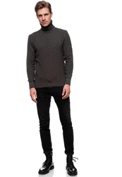 Rusty Neal Rollkragenpullover Schwarz/Dunkelgrau/Grau