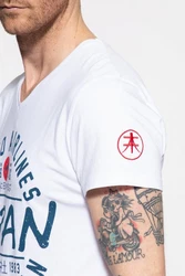 Akito Tanaka T-Shirt Flight mit Frontprint Rot/Blau/Weiß/Pastell/Schwarz