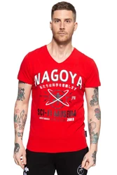 Akito Tanaka T-Shirt City Code Rot/Dunkelrot/Braun